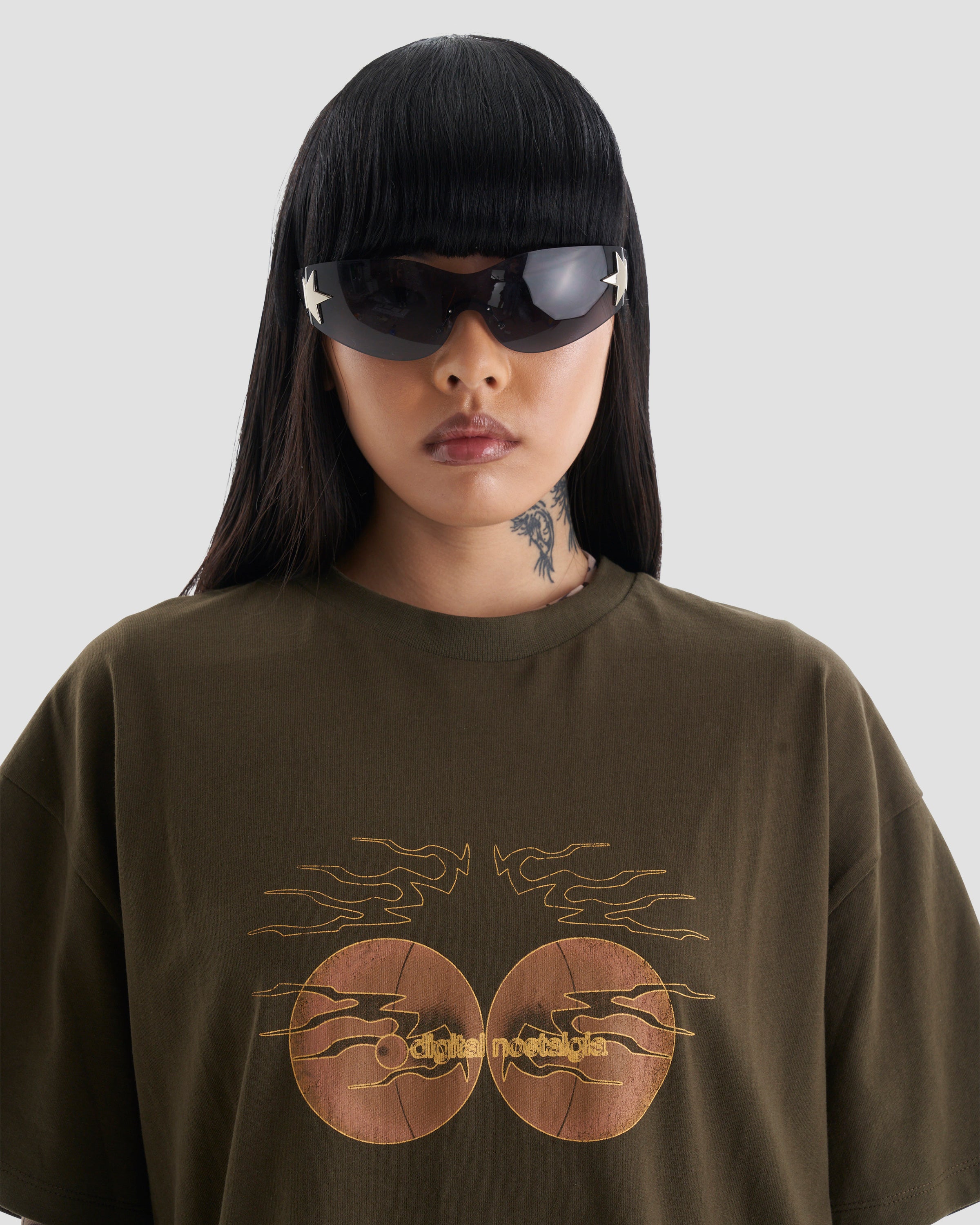 Nostalgia Graphic Oversized T-Shirt in Brown